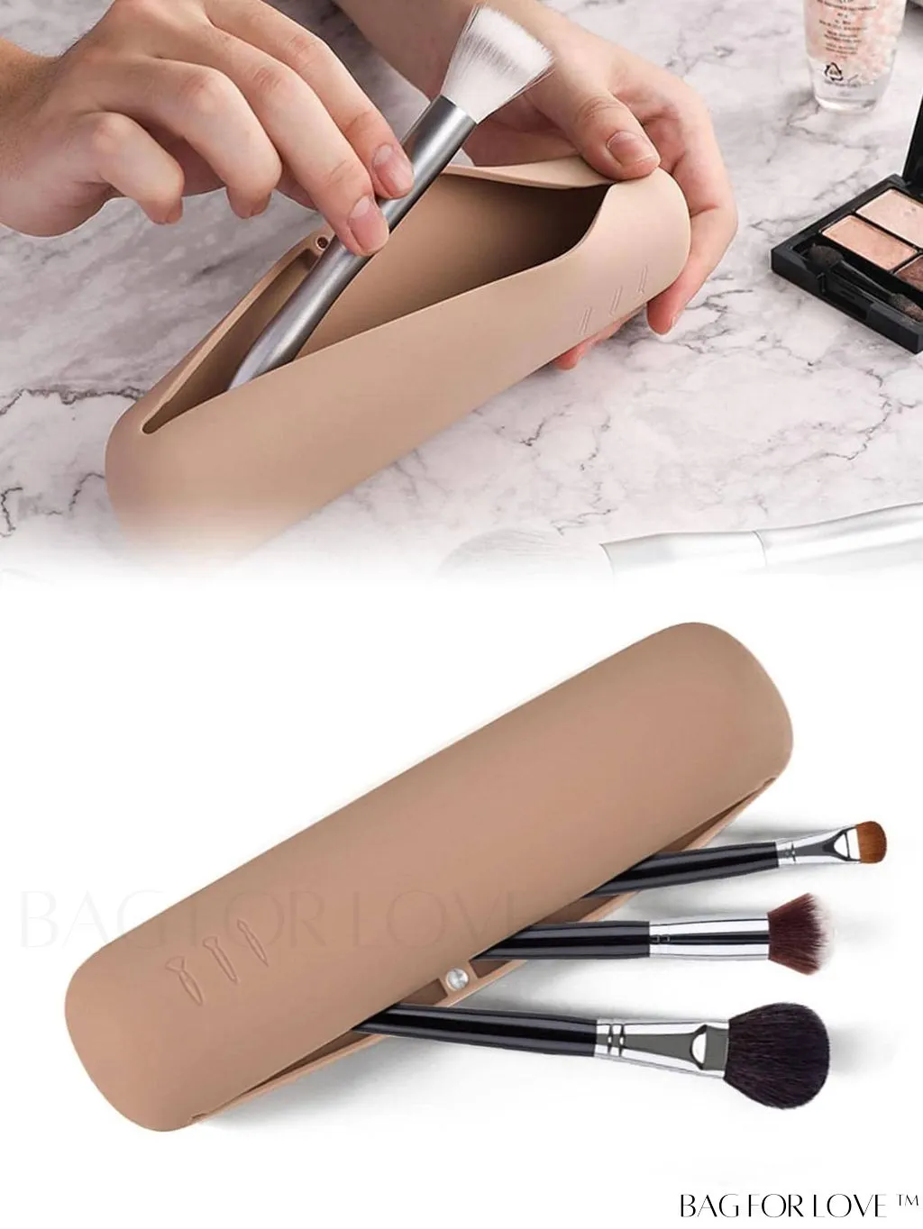 BagForLove - Travel Brush Holder: Silicone Organizer for Soft & Stylish Makeup Brushes