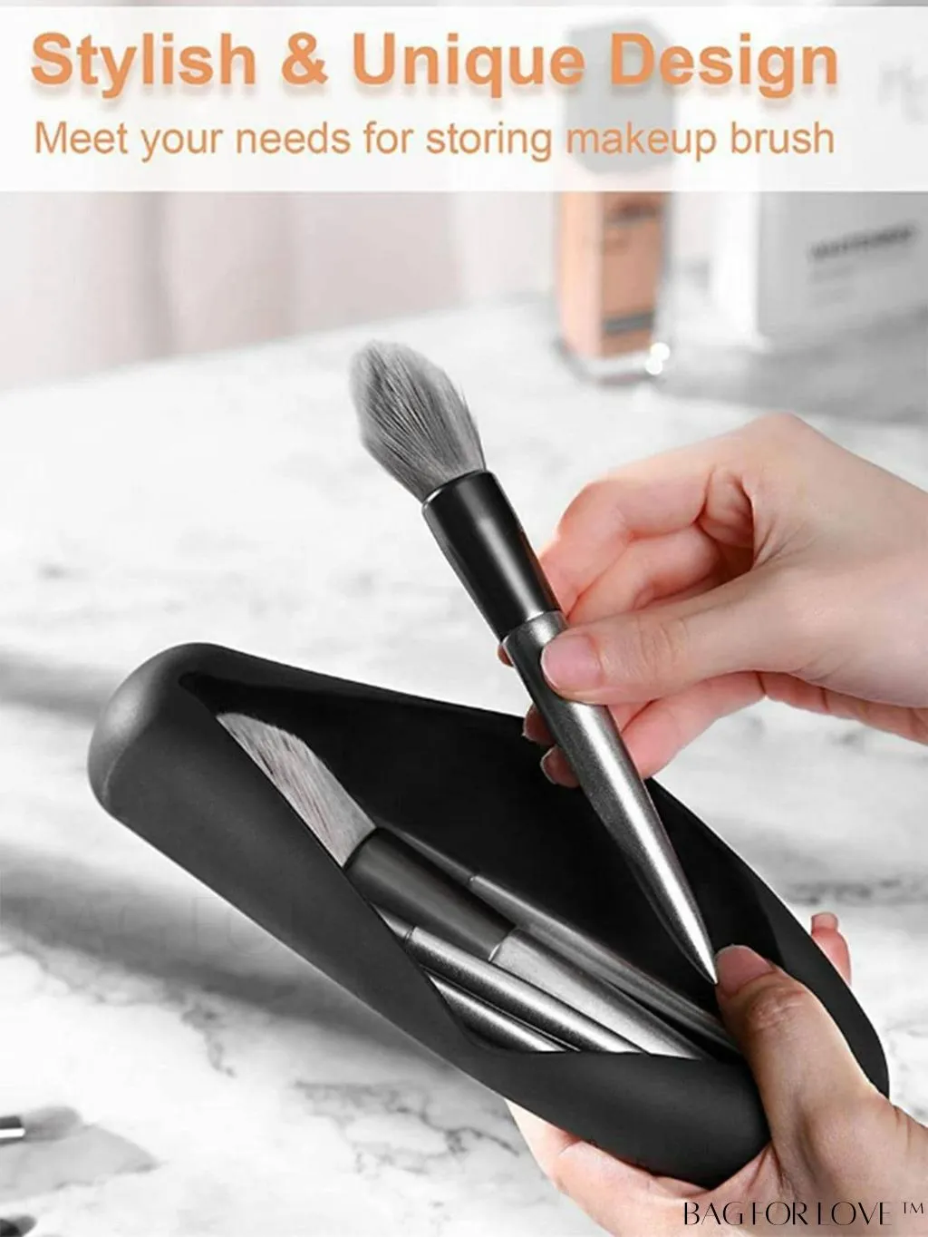 BagForLove - Travel Brush Holder: Silicone Organizer for Soft & Stylish Makeup Brushes