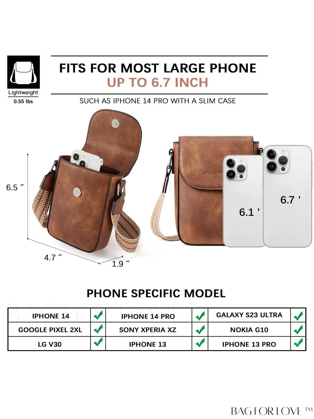 BagForLove - Trendy Leather Crossbody Bags with Adjustable Guitar Strap for Women, by BOSTANTEN