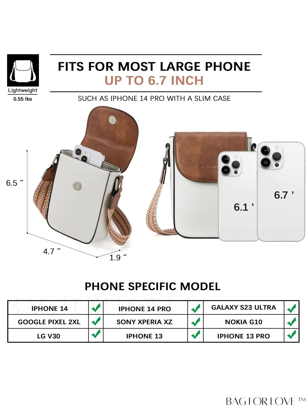 BagForLove - Trendy Leather Crossbody Bags with Adjustable Guitar Strap for Women, by BOSTANTEN