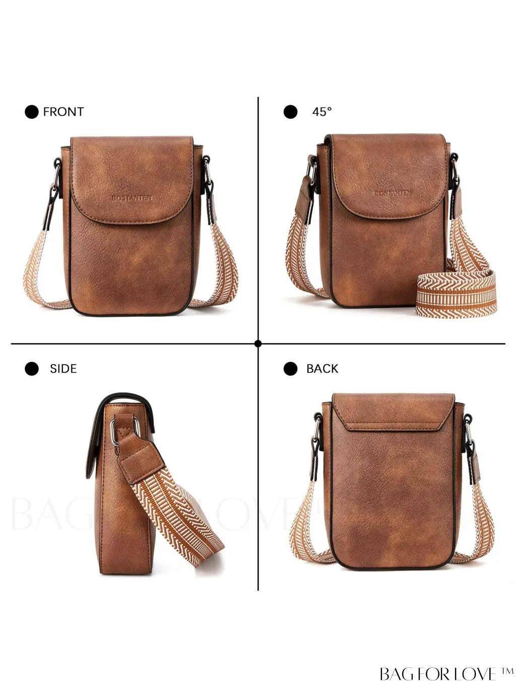 BagForLove - Trendy Leather Crossbody Bags with Adjustable Guitar Strap for Women, by BOSTANTEN