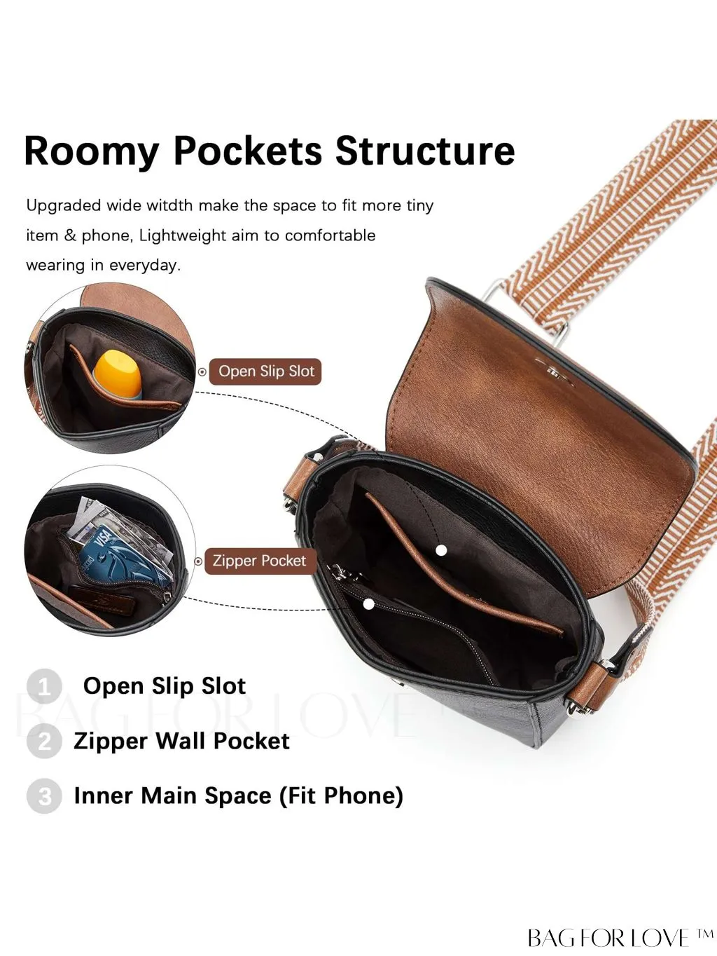 BagForLove - Trendy Leather Crossbody Bags with Adjustable Guitar Strap for Women, by BOSTANTEN