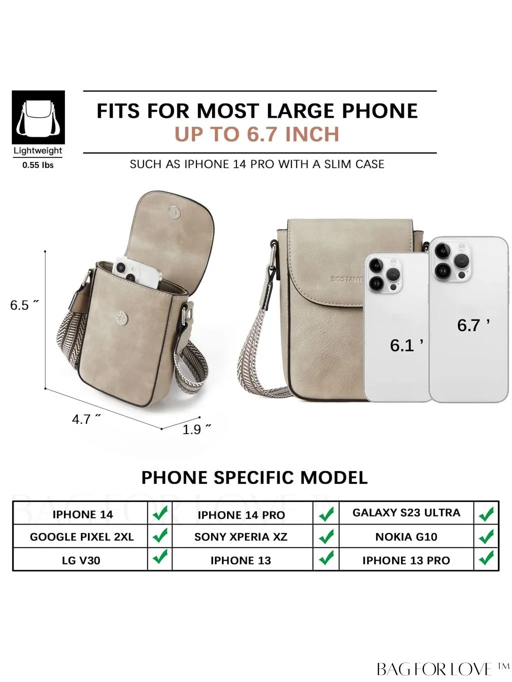 BagForLove - Trendy Leather Crossbody Bags with Adjustable Guitar Strap for Women, by BOSTANTEN
