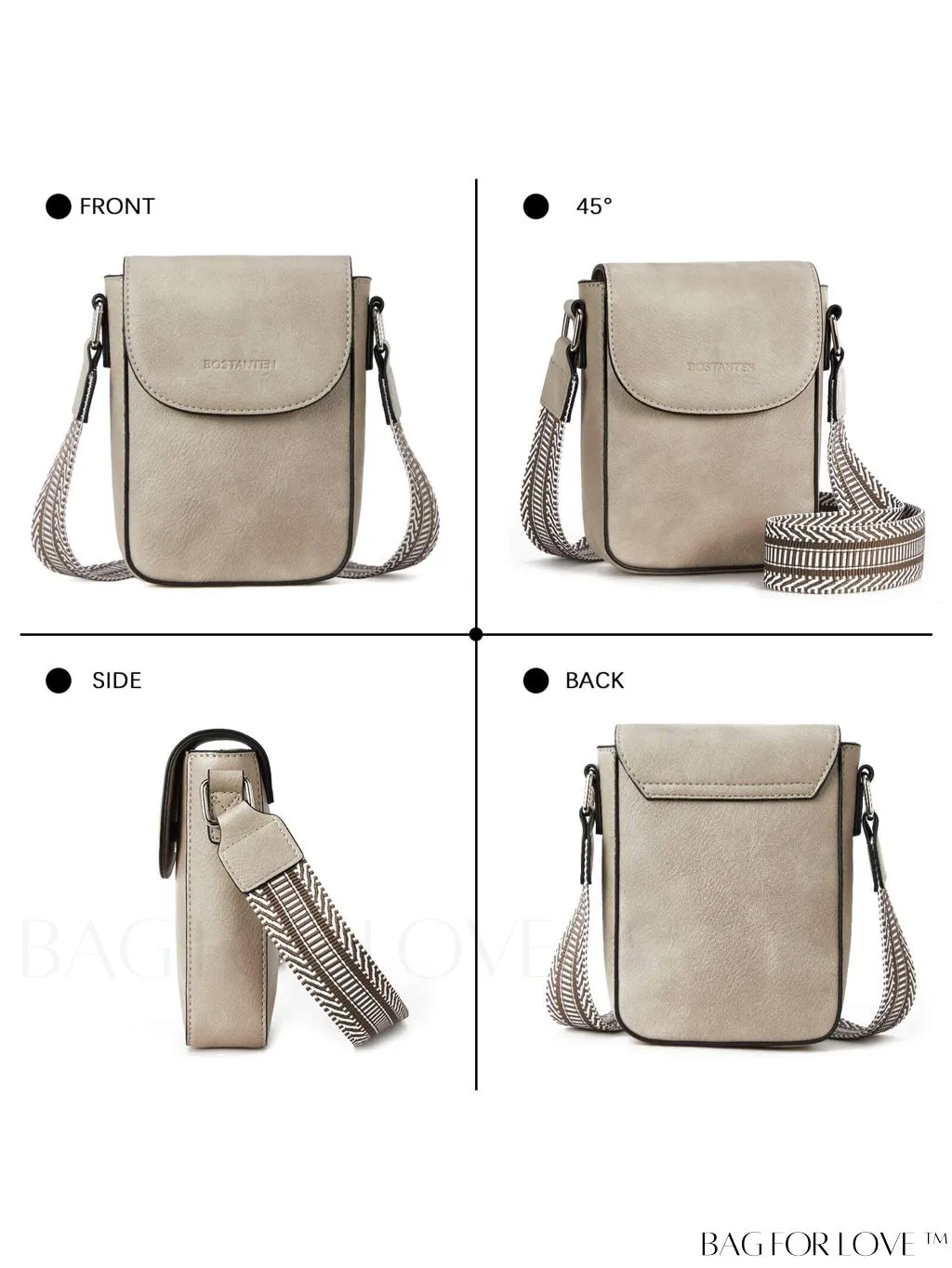 BagForLove - Trendy Leather Crossbody Bags with Adjustable Guitar Strap for Women, by BOSTANTEN