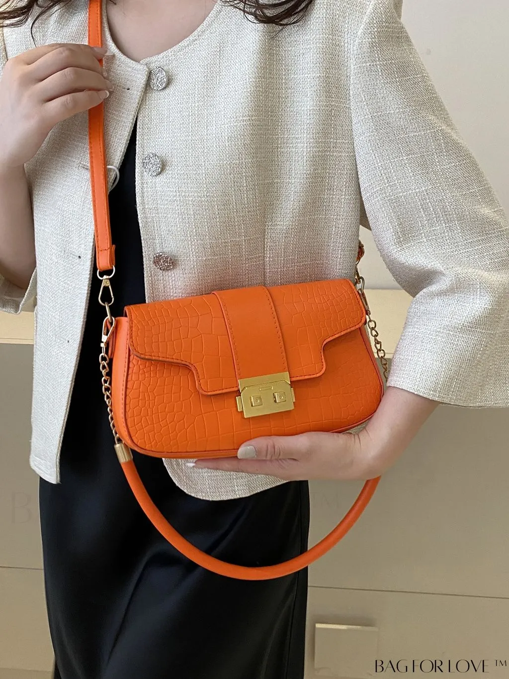 BagForLove - Womens 2023 PU Crocodile Pattern Shoulder & Crossbody Bag - New Stylish Design
