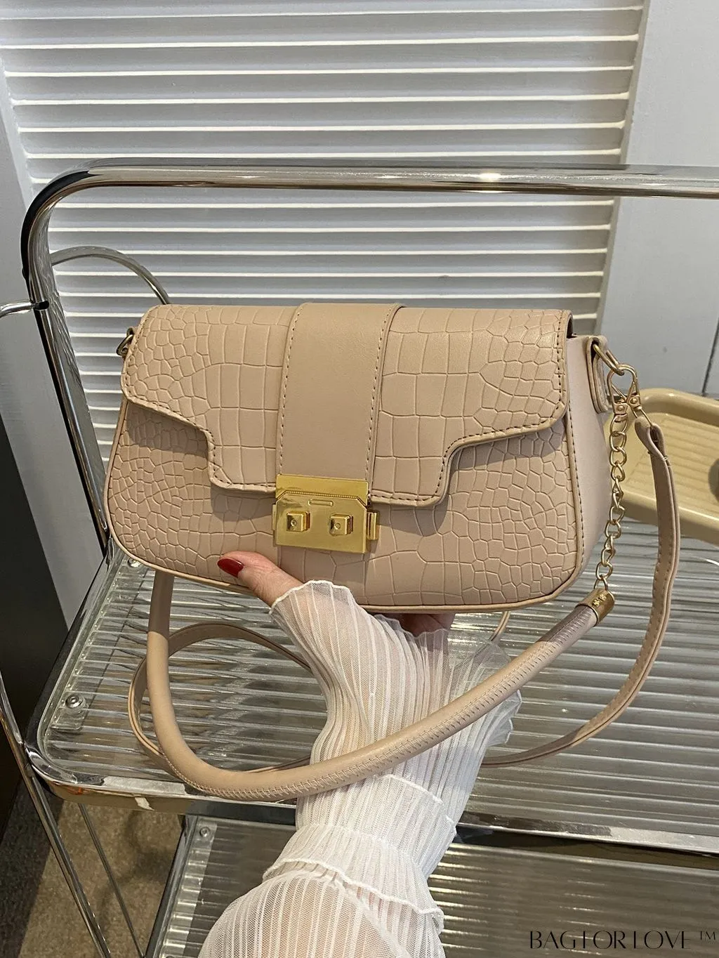BagForLove - Womens 2023 PU Crocodile Pattern Shoulder & Crossbody Bag - New Stylish Design