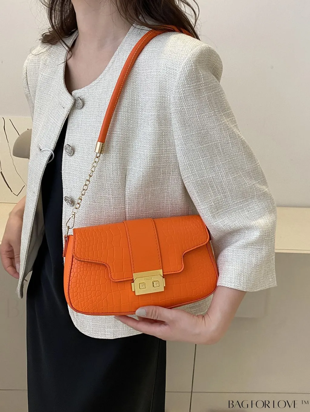 BagForLove - Womens 2023 PU Crocodile Pattern Shoulder & Crossbody Bag - New Stylish Design