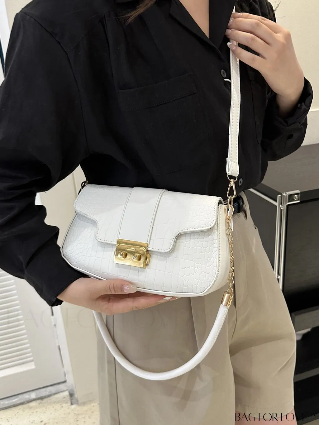 BagForLove - Womens 2023 PU Crocodile Pattern Shoulder & Crossbody Bag - New Stylish Design