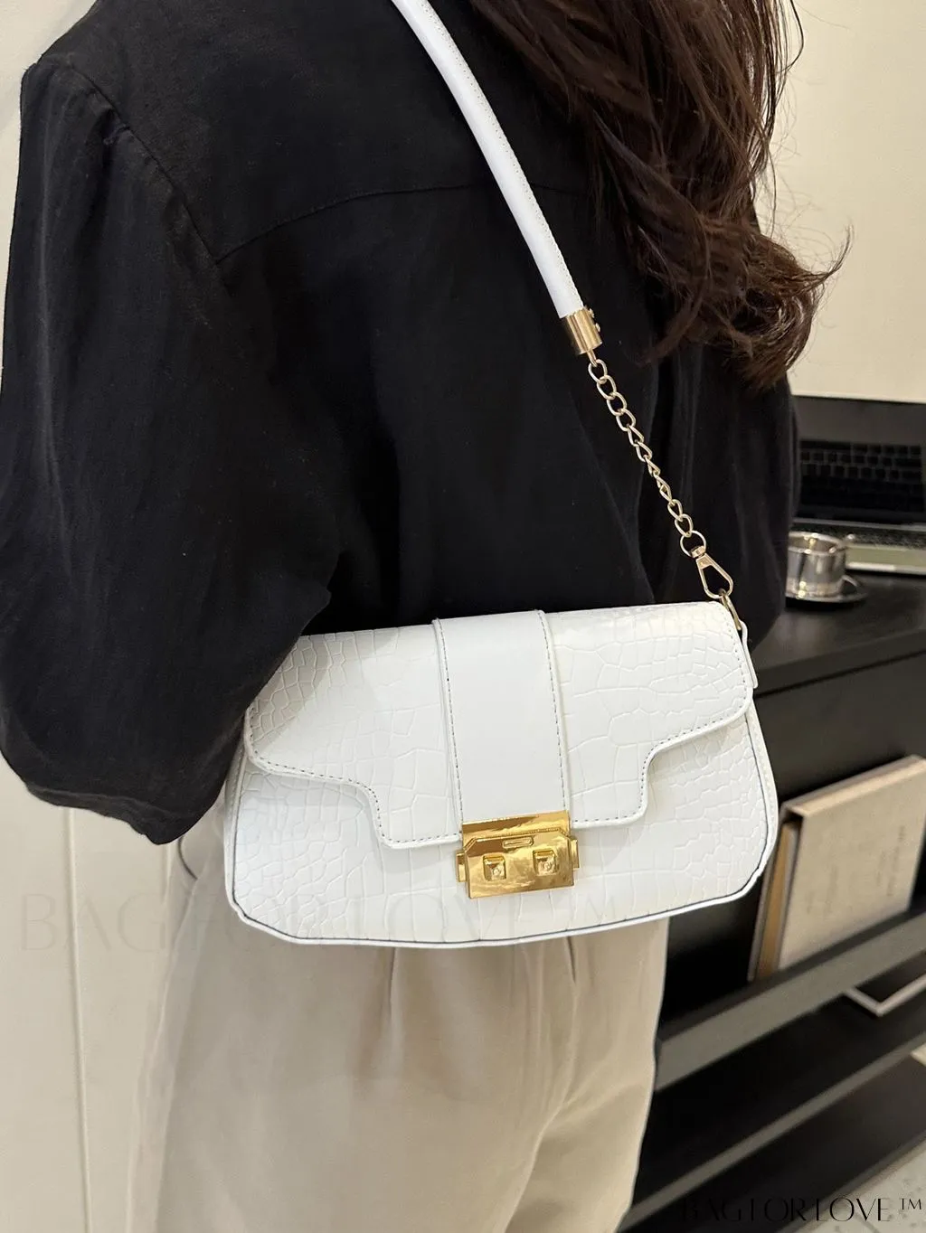 BagForLove - Womens 2023 PU Crocodile Pattern Shoulder & Crossbody Bag - New Stylish Design