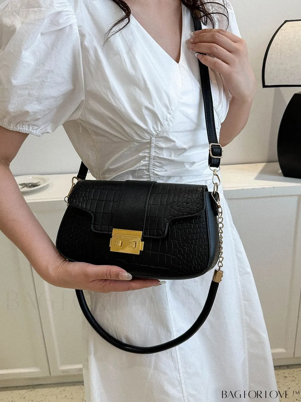 BagForLove - Womens 2023 PU Crocodile Pattern Shoulder & Crossbody Bag - New Stylish Design
