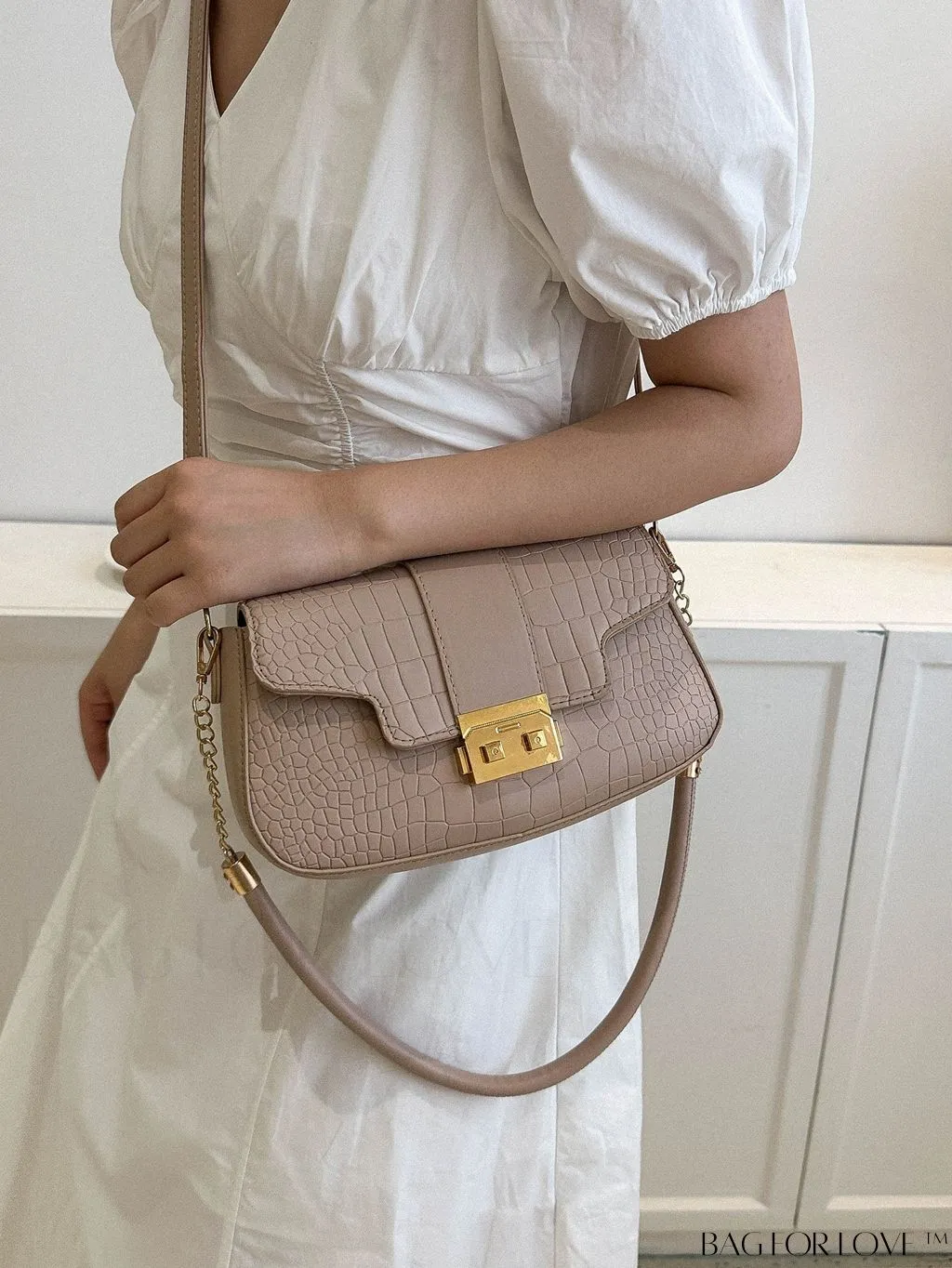 BagForLove - Womens 2023 PU Crocodile Pattern Shoulder & Crossbody Bag - New Stylish Design