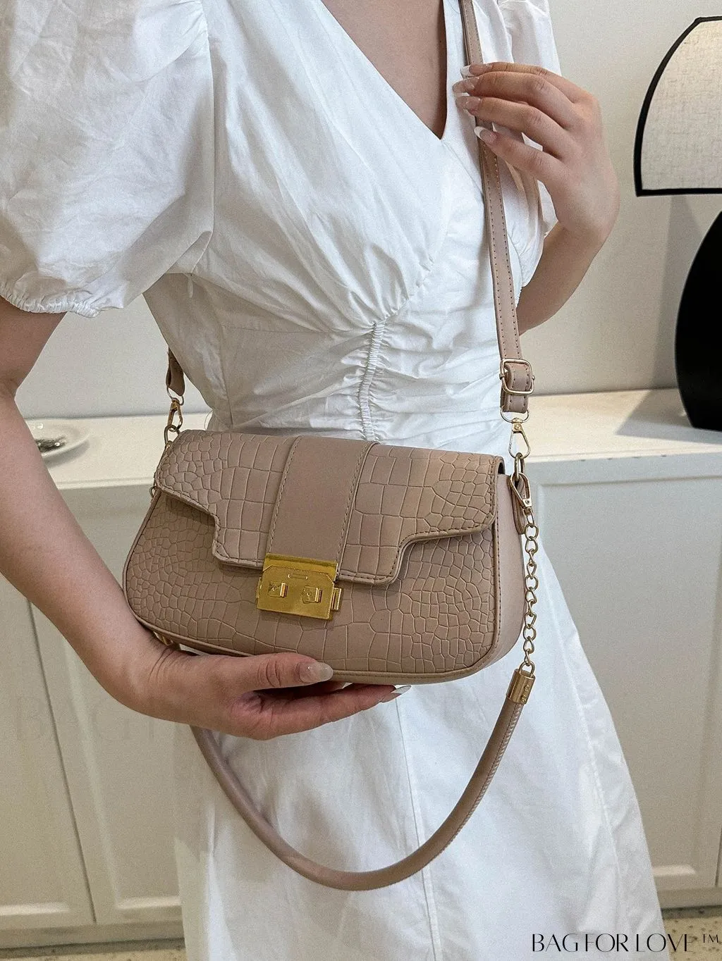 BagForLove - Womens 2023 PU Crocodile Pattern Shoulder & Crossbody Bag - New Stylish Design