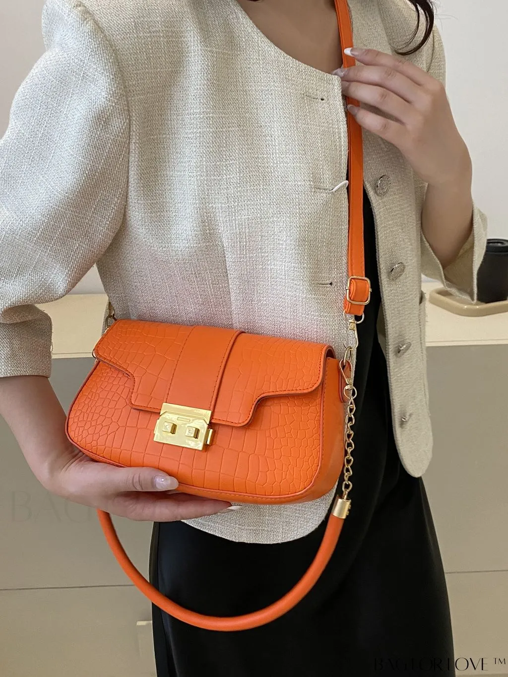 BagForLove - Womens 2023 PU Crocodile Pattern Shoulder & Crossbody Bag - New Stylish Design