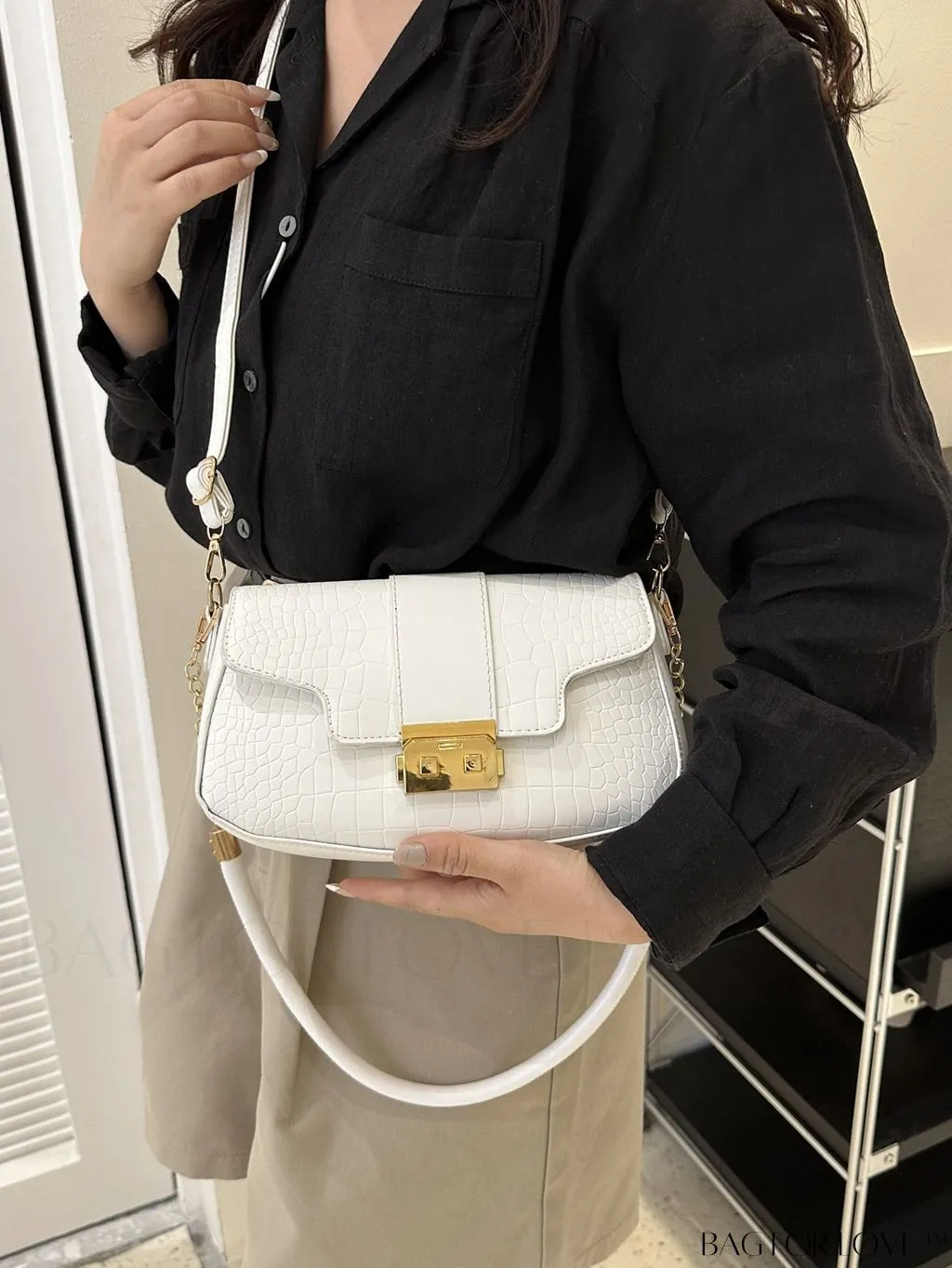 BagForLove - Womens 2023 PU Crocodile Pattern Shoulder & Crossbody Bag - New Stylish Design