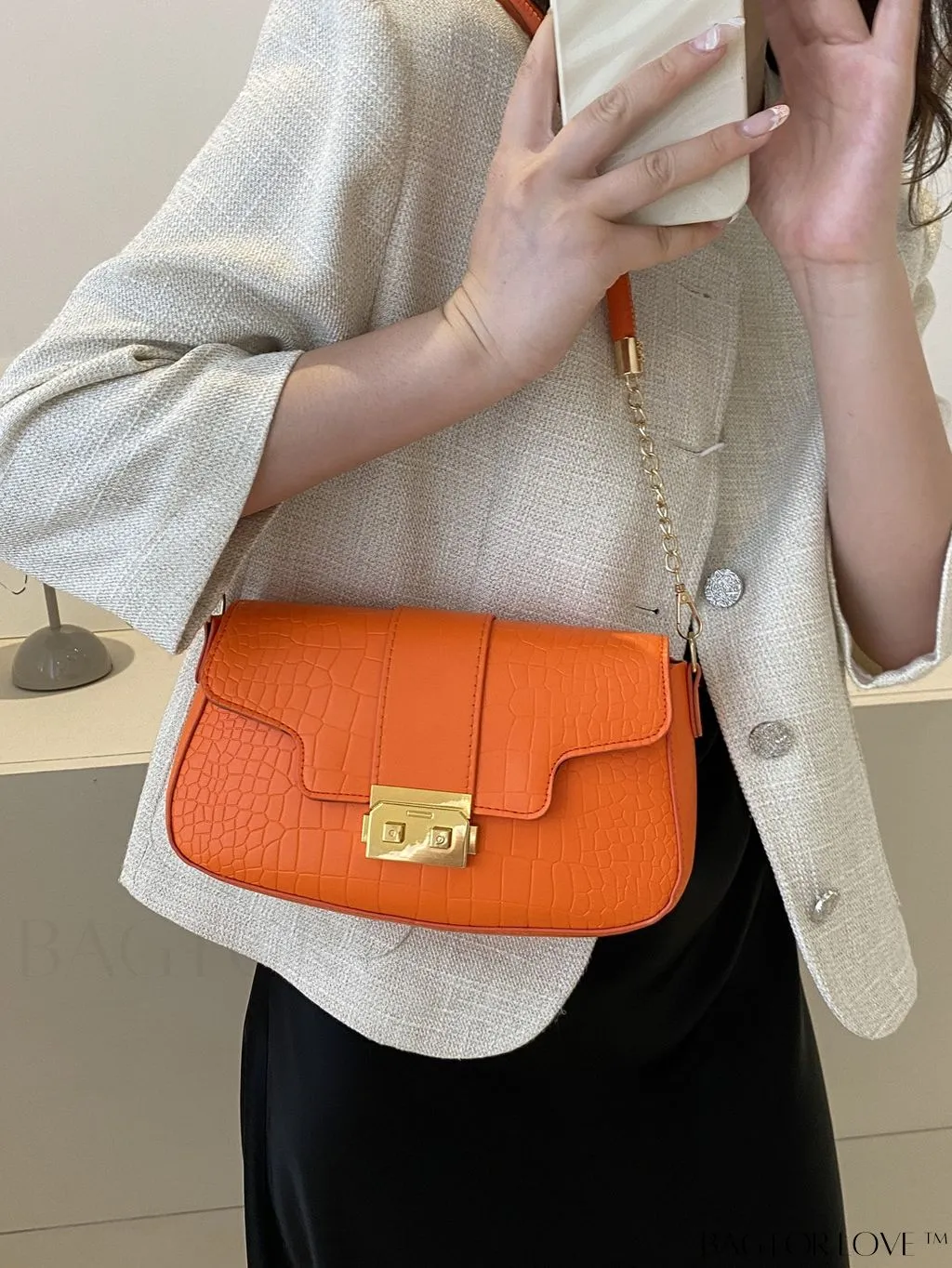 BagForLove - Womens 2023 PU Crocodile Pattern Shoulder & Crossbody Bag - New Stylish Design