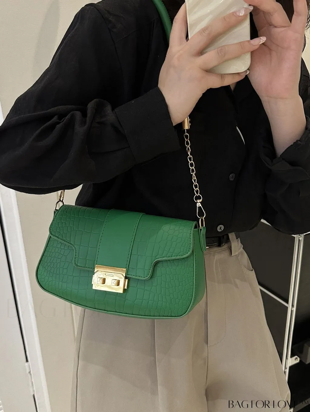 BagForLove - Womens 2023 PU Crocodile Pattern Shoulder & Crossbody Bag - New Stylish Design