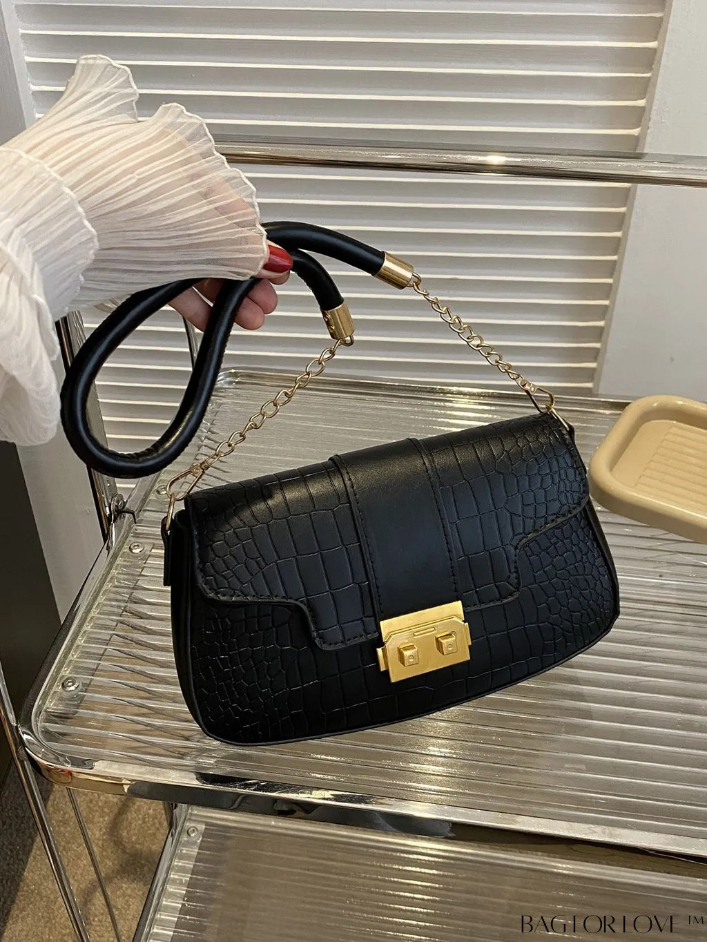 BagForLove - Womens 2023 PU Crocodile Pattern Shoulder & Crossbody Bag - New Stylish Design