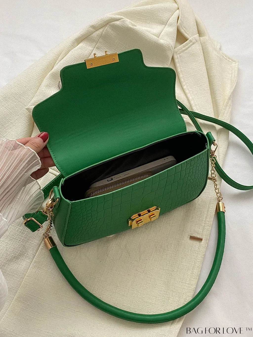 BagForLove - Womens 2023 PU Crocodile Pattern Shoulder & Crossbody Bag - New Stylish Design