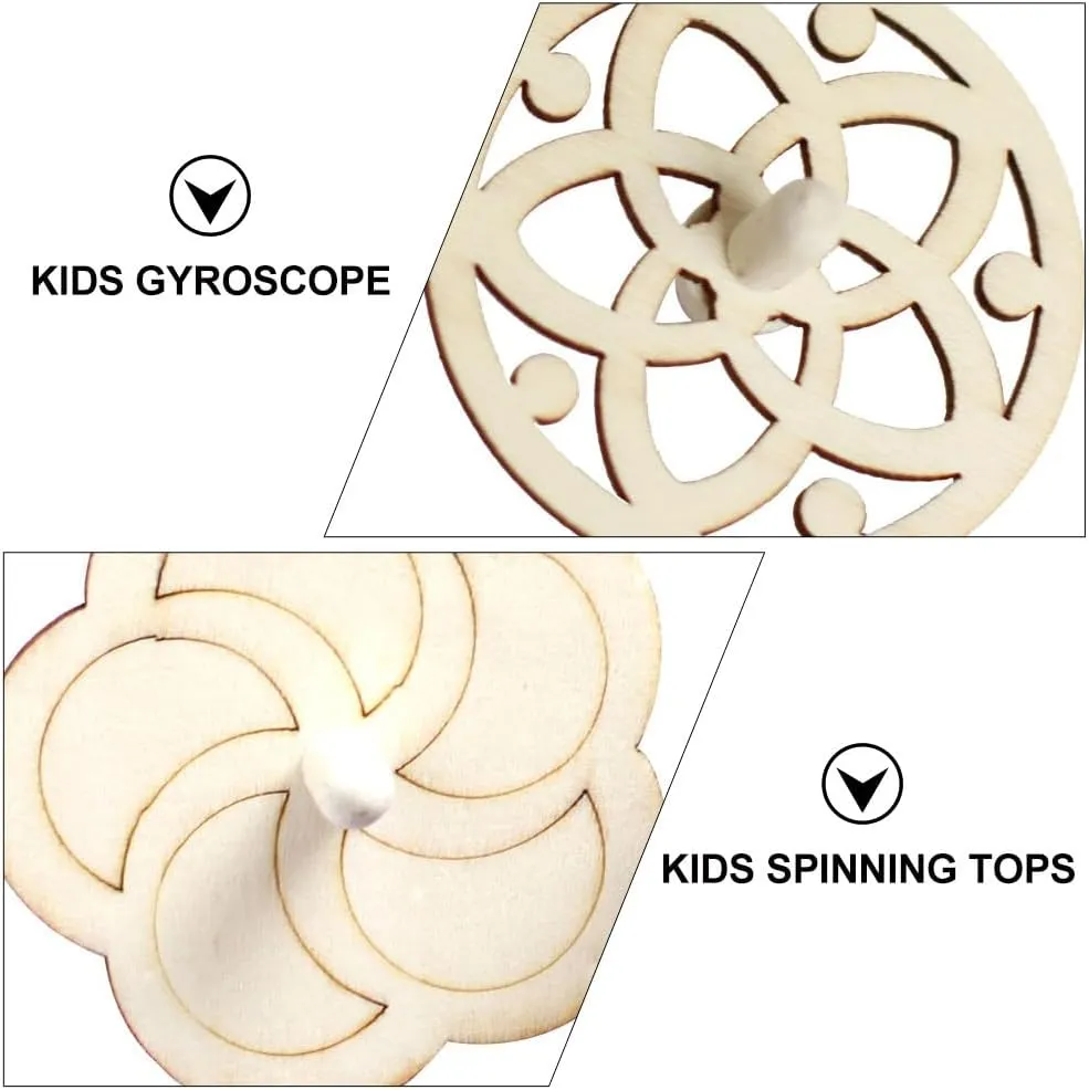 balacoo 40 Pcs Top Unfinished Wood Tops Kids Tops DIY Tops Unfinished Tops Wood Circles for Crafts Tops Game Wood Peg Tops Unfinished Gyroscope Tops Toys Paint Blank Child Wooden