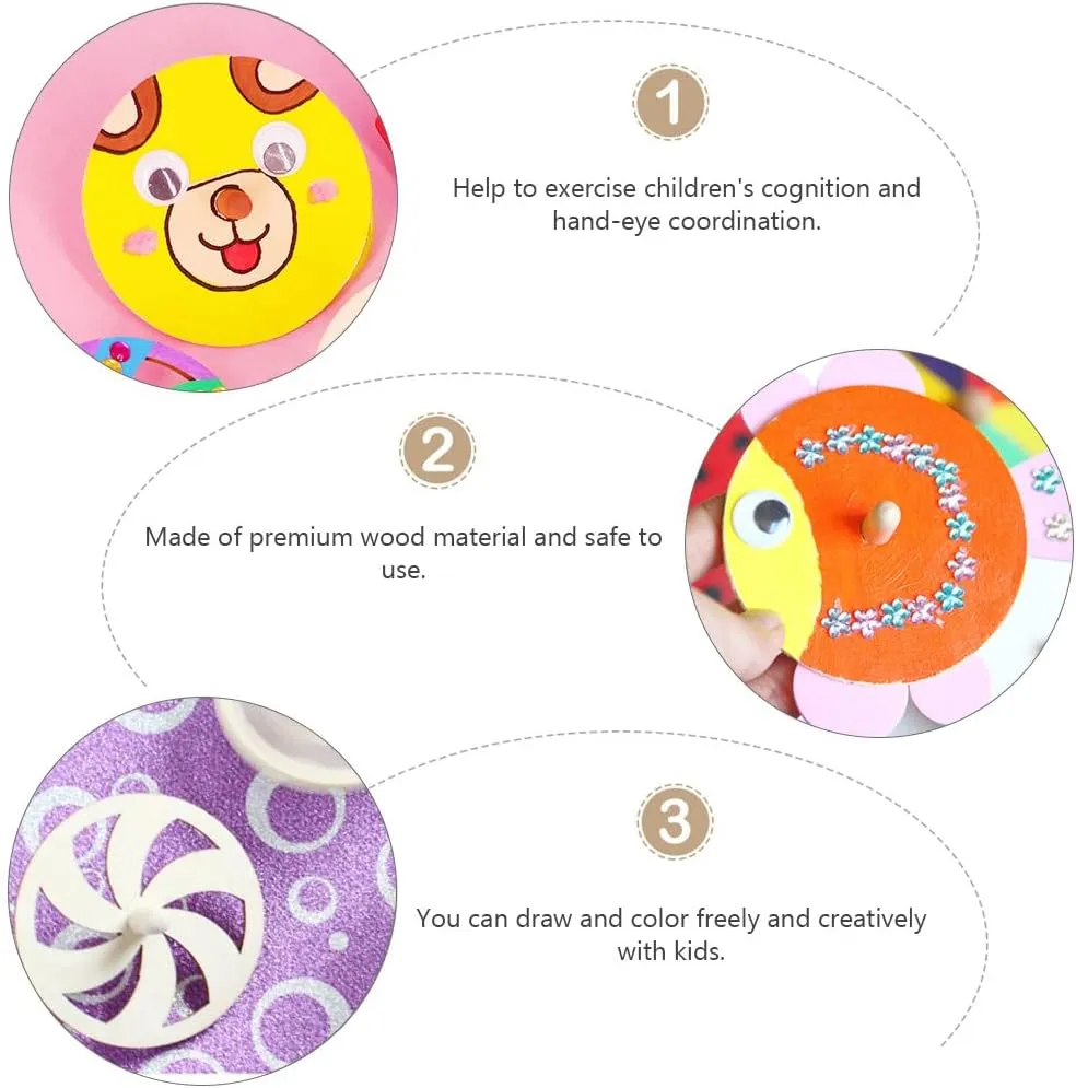 balacoo 40 Pcs Top Unfinished Wood Tops Kids Tops DIY Tops Unfinished Tops Wood Circles for Crafts Tops Game Wood Peg Tops Unfinished Gyroscope Tops Toys Paint Blank Child Wooden