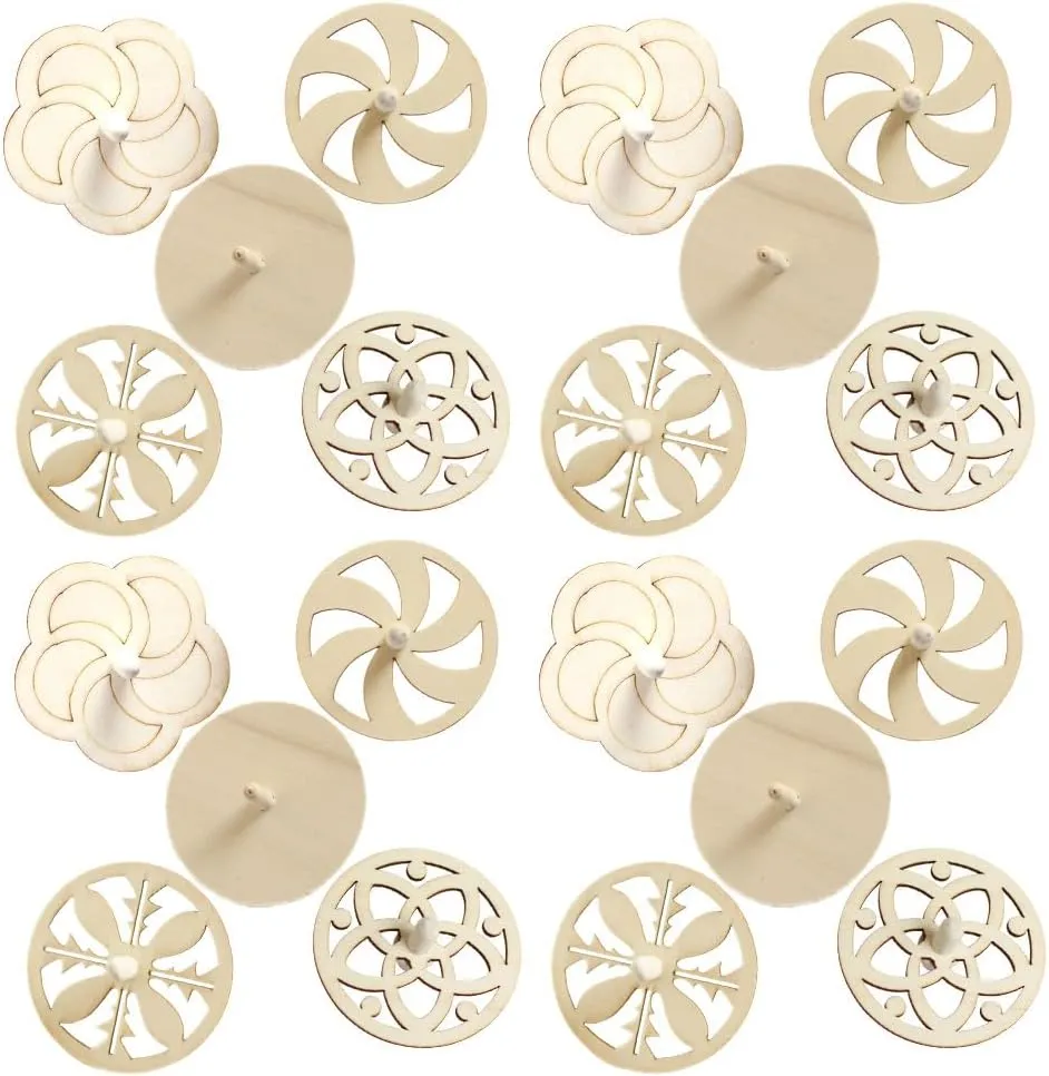 balacoo 40 Pcs Top Unfinished Wood Tops Kids Tops DIY Tops Unfinished Tops Wood Circles for Crafts Tops Game Wood Peg Tops Unfinished Gyroscope Tops Toys Paint Blank Child Wooden