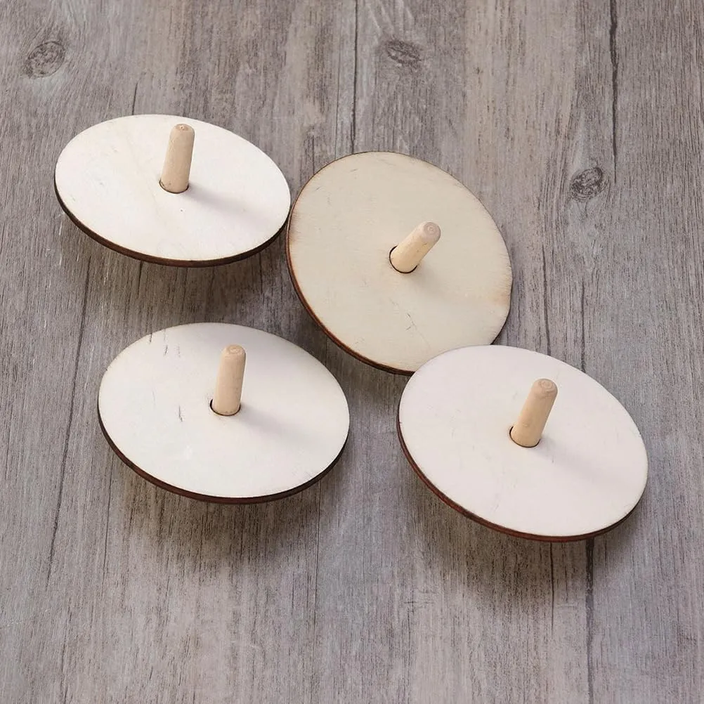 balacoo 40 Pcs Top Unfinished Wood Tops Kids Tops DIY Tops Unfinished Tops Wood Circles for Crafts Tops Game Wood Peg Tops Unfinished Gyroscope Tops Toys Paint Blank Child Wooden