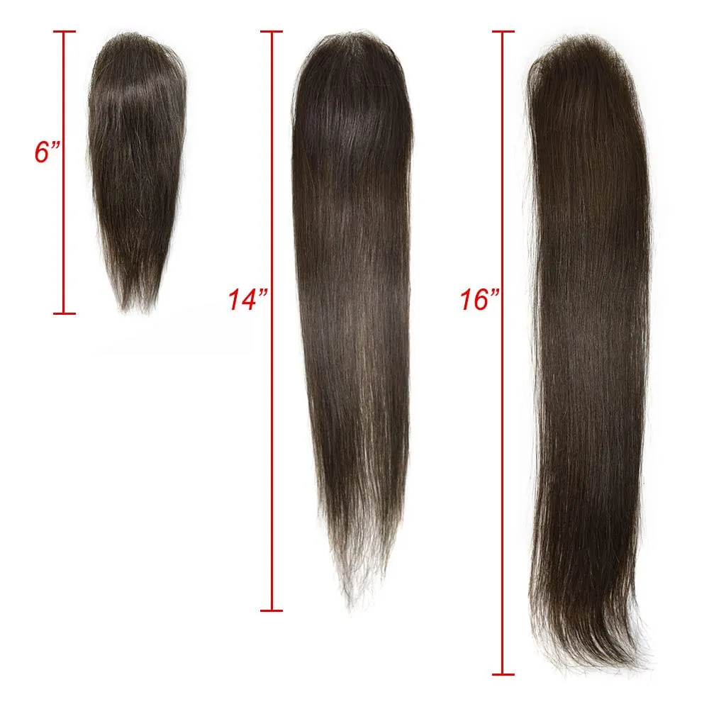 Bald Spot Hair Patch - Remy Human Hair - Natural Looking - 6cm x 8cm - #3 Dark Brown