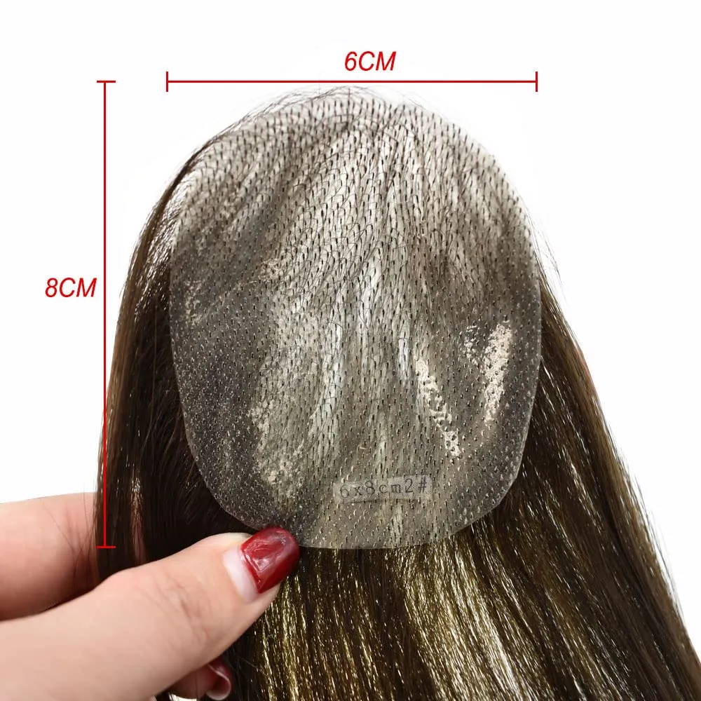 Bald Spot Hair Patch - Remy Human Hair - Natural Looking - 6cm x 8cm - #3 Dark Brown