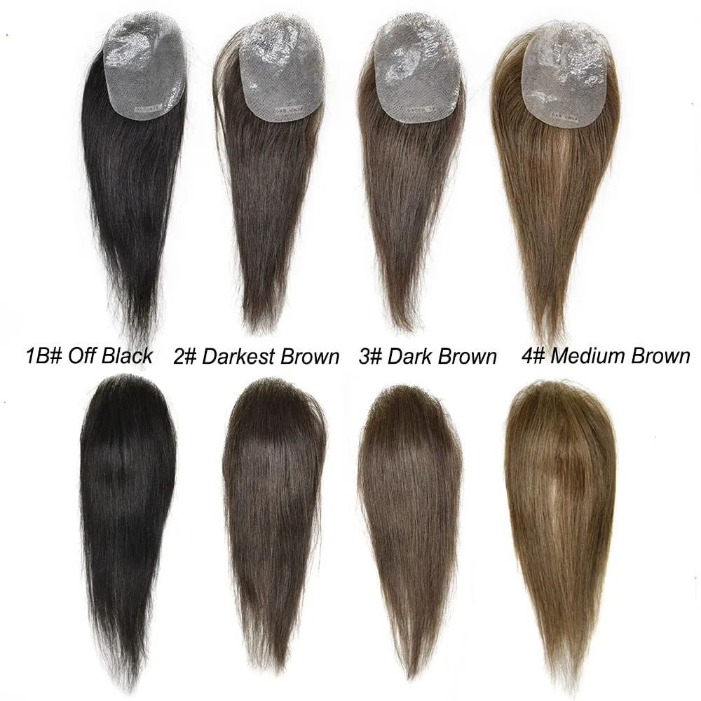 Bald Spot Hair Patch - Remy Human Hair - Natural Looking - 6cm x 8cm - #3 Dark Brown