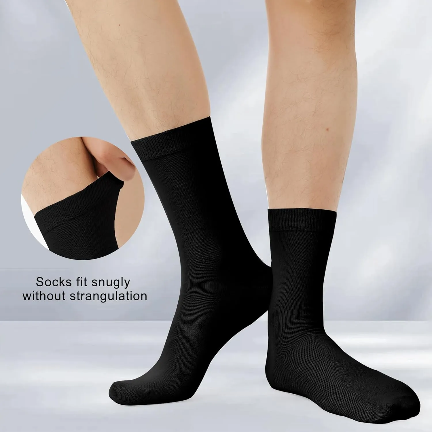 BAMBOO COOL Men's Crew Socks Bamboo Viscose Breathable Dress Socks For Men, Casual Lightweight Comfort 7 Pack