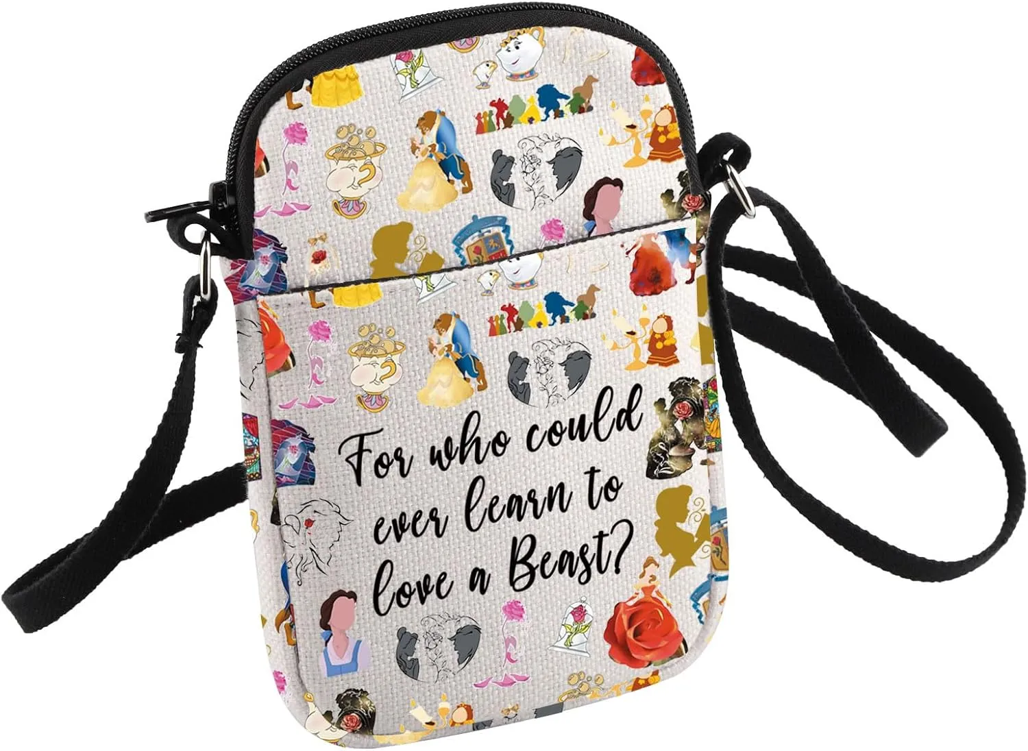 B&B Fans Crossbody Bag Learn To Love A Beast Small Sling Bag Bookworm Gift