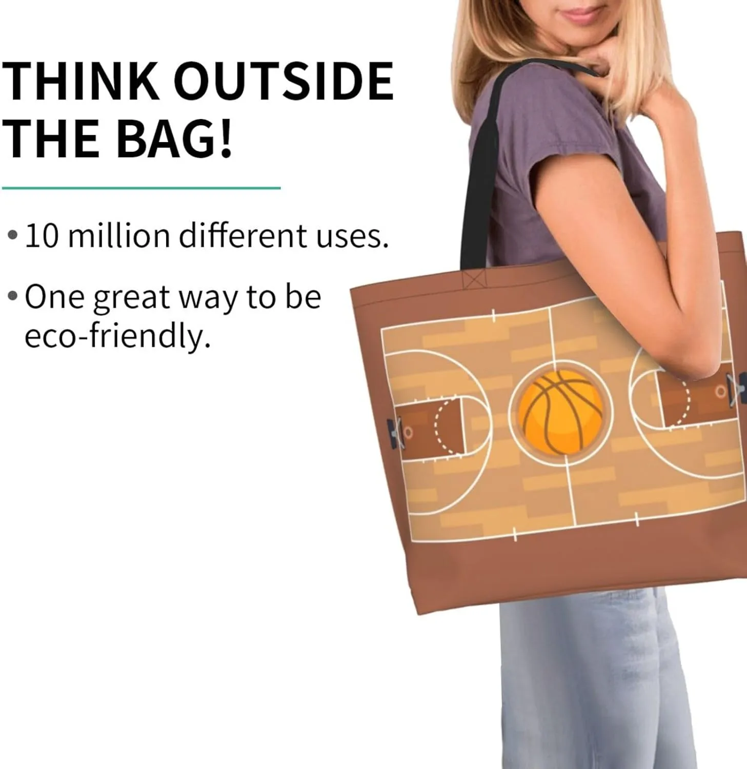 Basketball Canvas Tote Bag Basketball Sport Shoulder Bag Sport Casual Grocery Bags Basketball Bags for Outdoor