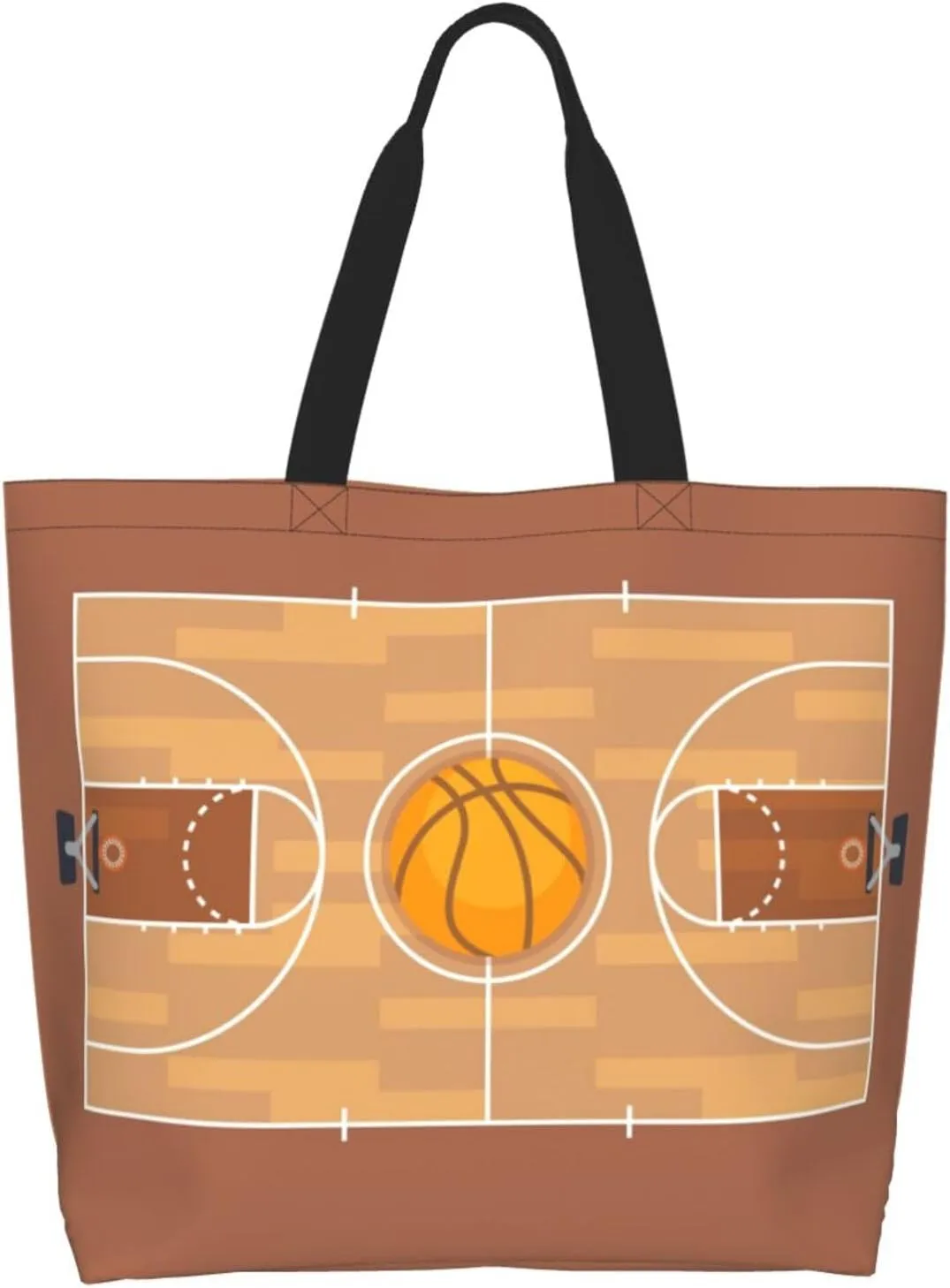 Basketball Canvas Tote Bag Basketball Sport Shoulder Bag Sport Casual Grocery Bags Basketball Bags for Outdoor