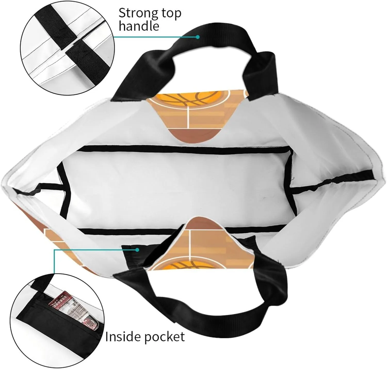 Basketball Canvas Tote Bag Basketball Sport Shoulder Bag Sport Casual Grocery Bags Basketball Bags for Outdoor