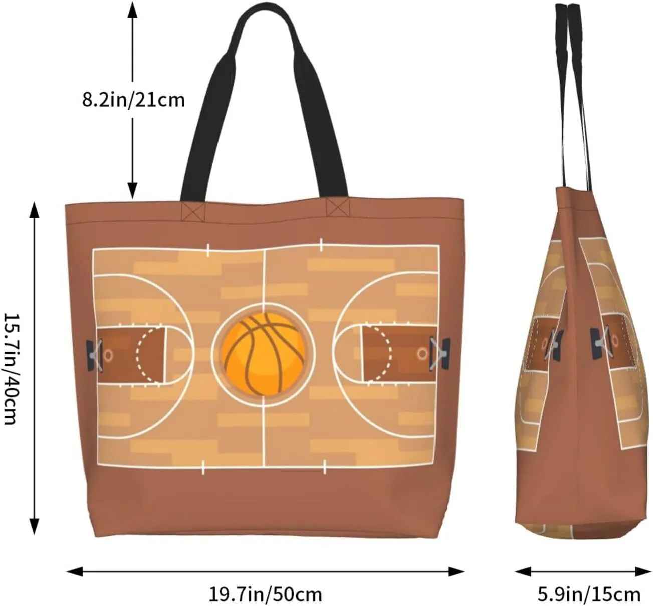 Basketball Canvas Tote Bag Basketball Sport Shoulder Bag Sport Casual Grocery Bags Basketball Bags for Outdoor