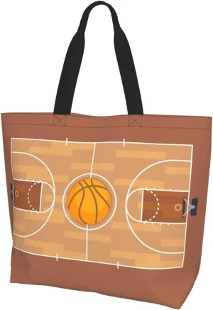 Basketball Canvas Tote Bag Basketball Sport Shoulder Bag Sport Casual Grocery Bags Basketball Bags for Outdoor