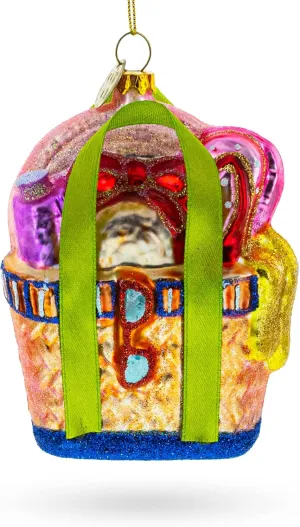 Beach Season Bag Blown Glass Christmas Ornament
