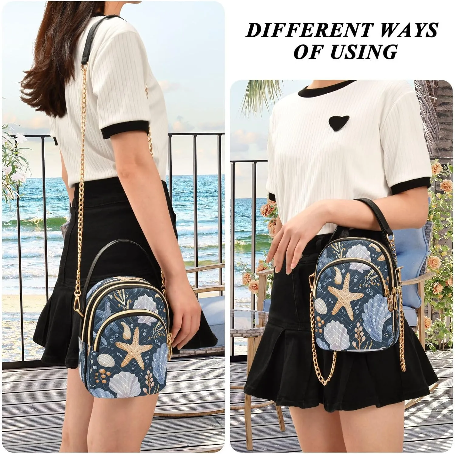 Beautiful Flamingos Shoulder Bags for Women Retro Classic Handbag Purse Small Purses with Chain