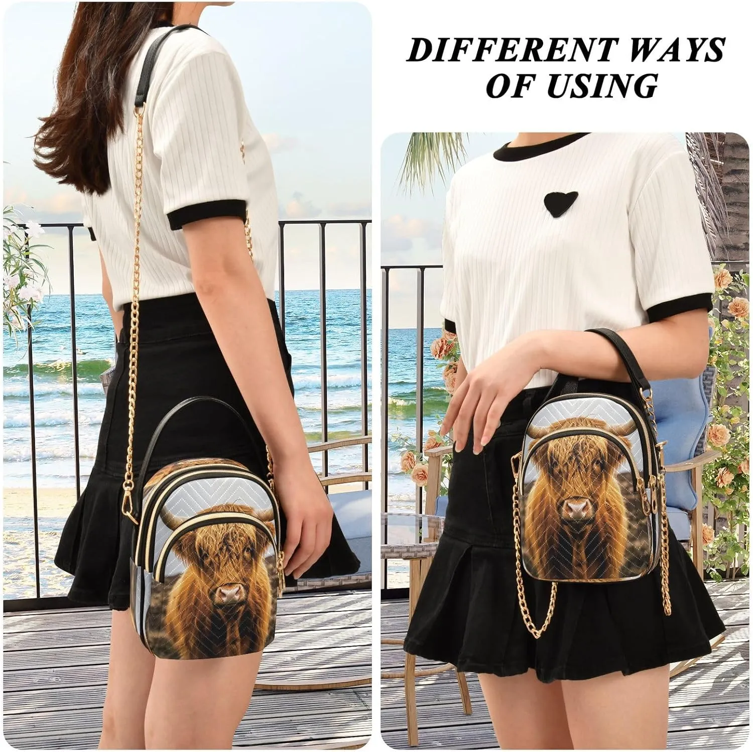 Beautiful Flamingos Shoulder Bags for Women Retro Classic Handbag Purse Small Purses with Chain