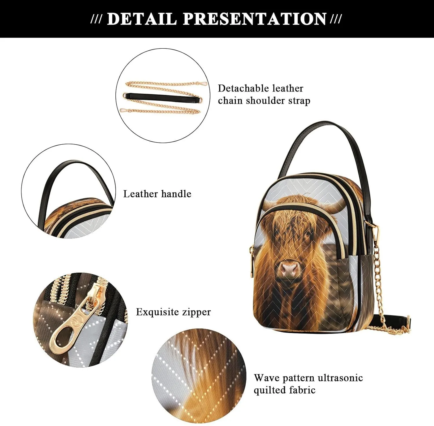 Beautiful Flamingos Shoulder Bags for Women Retro Classic Handbag Purse Small Purses with Chain