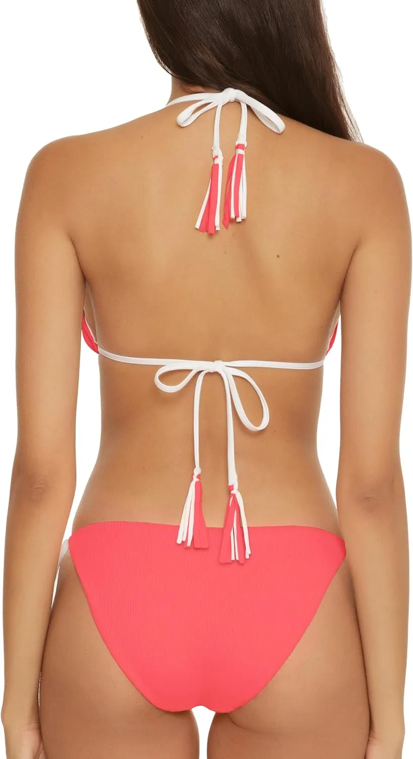 BECCA Women's Modern Edge Reversible Triangle Top and Tie Side Bottom Bikini Set, Adjustable, Two Piece Swimsuits