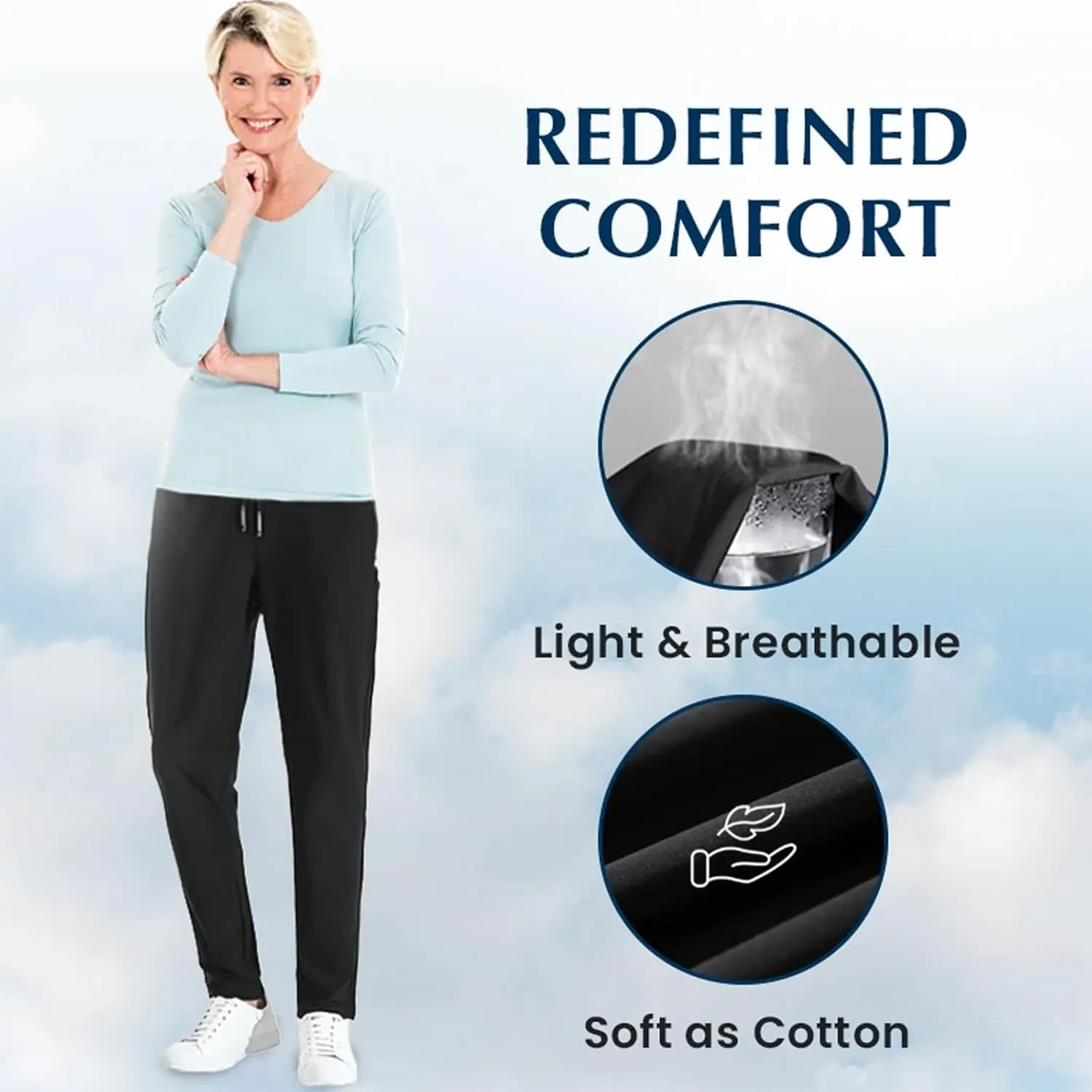 BeeSwan Stretch Active Pants for Women Over 50, Ultra Stretch Breathable Casual Quick Drying Work Glide Comfy fit Pants