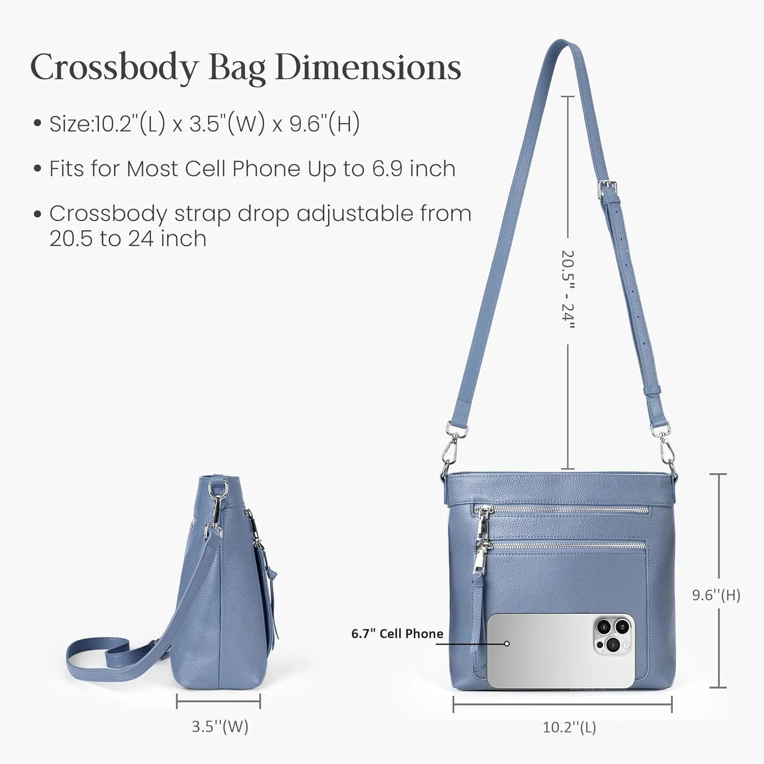 befen Genuine Leather Crossbody Bags for Women, Women's Lightweight Medium Crossbody Shoulder Purses Handbags