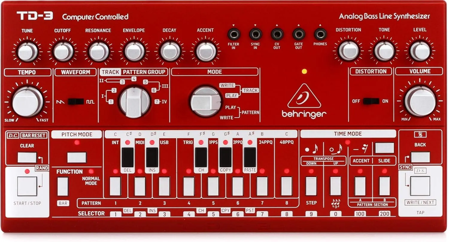 Behringer TD-3-RD Analog Bass Line Synthesizer - Red