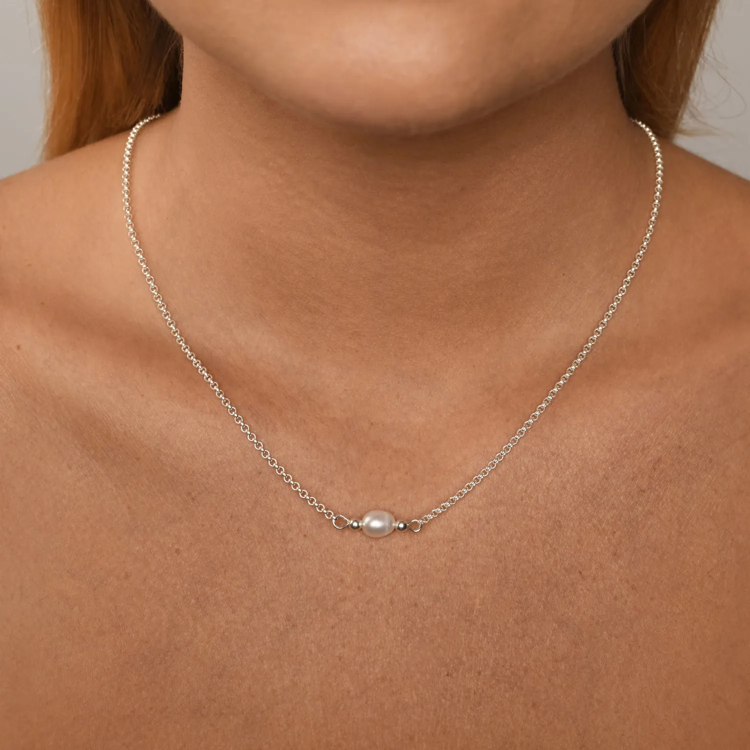 Belcher Necklace with Oval Pearl