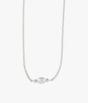 Belcher Necklace with Oval Pearl