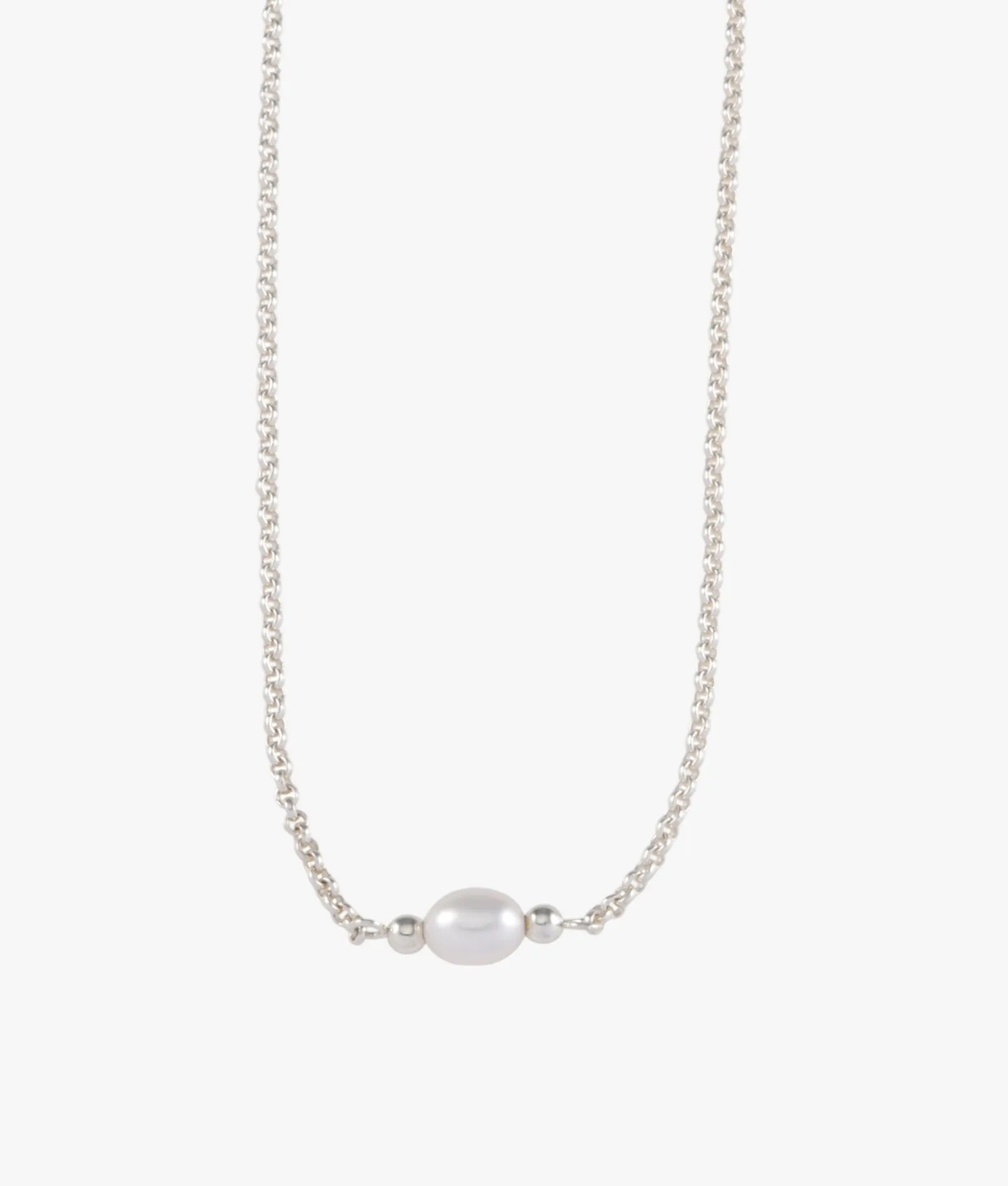 Belcher Necklace with Oval Pearl