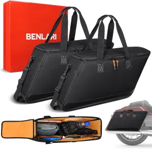 Benlari Saddlebag Liner Bags, Hard Saddle Liner Bags 900D Oxford Motorcycle Insert Storage Bag Fit for Harley Davidson Touring Road Glide Street Glide Road King Electra Glide 1993-2024 (2 Bags)