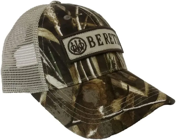 Beretta Men's Patch Trucker Cotton-Twill Mesh-Back Shooting Outdoor Casual Hat Trident Logo Patch