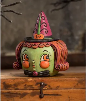Bethany Lowe Hagatha Witch Hollow Head Container, Resin, Multicolor